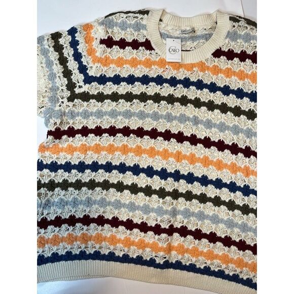 NWT  Cato Sweater Size 26/28 Short Sleeves‎ Multi Colored 100% Cotton - Picture 1 of 6